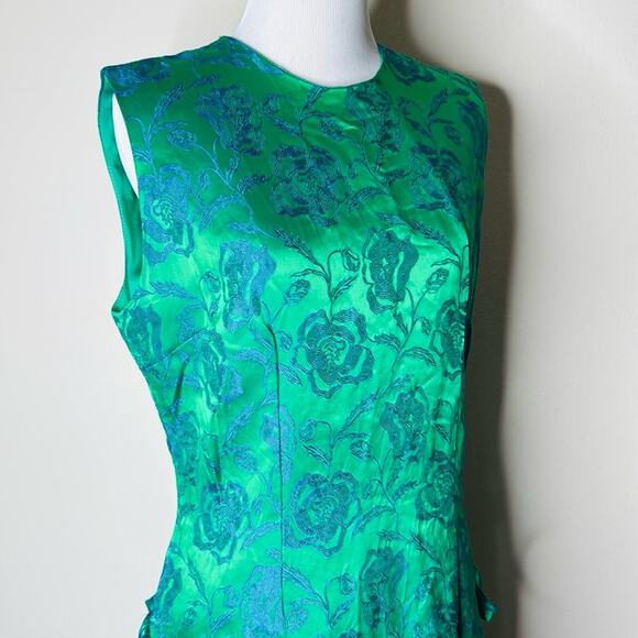 Vintage 60’s Iridescent Green Brocade Party Dress - Picture 3 of 7
